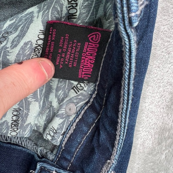 Rock & Roll Denim Jeans Womens 29x32 Blue High Rise Trouser Flared Button Fly - Picture 11 of 14